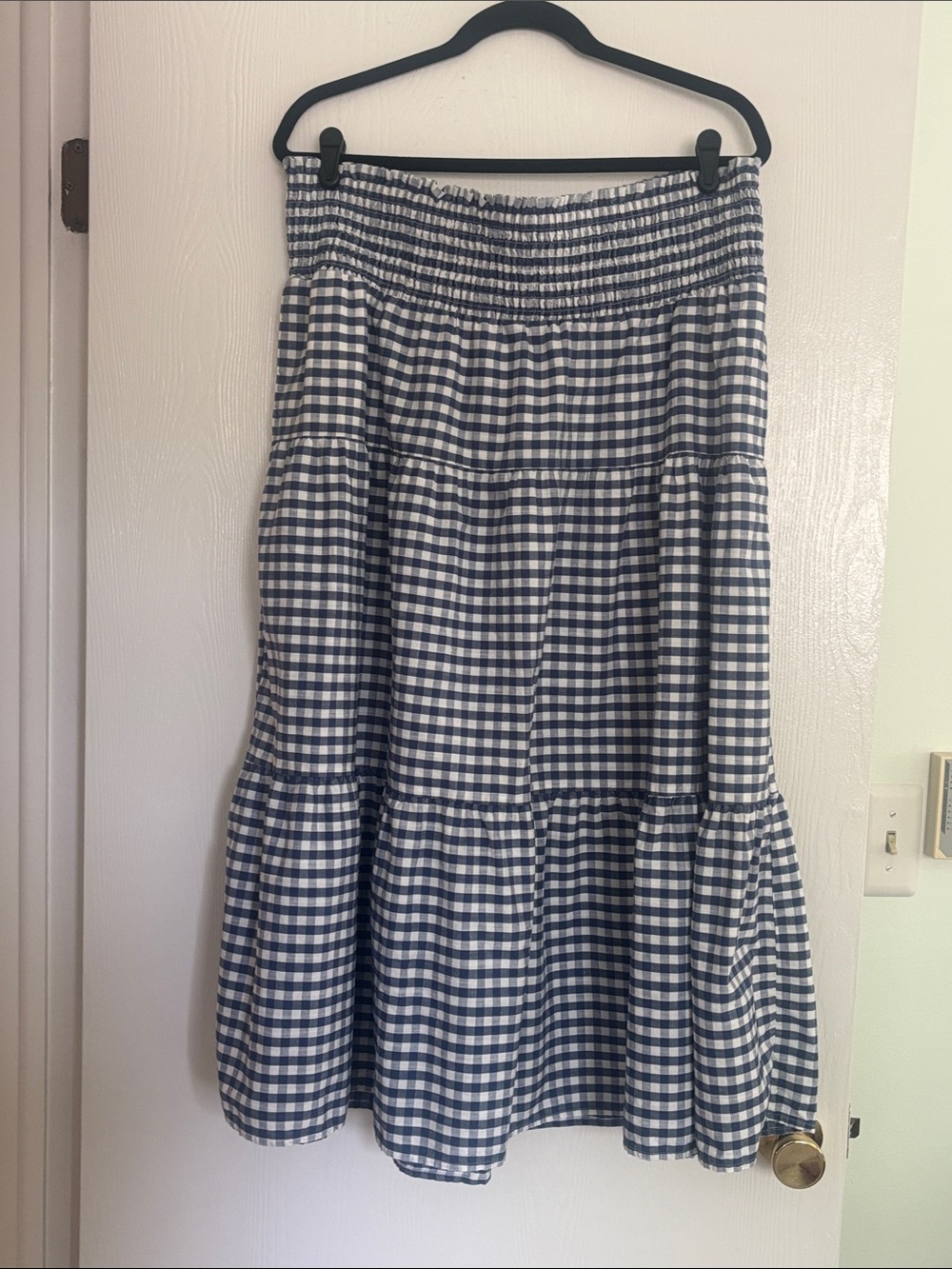 Universal Thread Blue Gingham Tiered A-Line Maxi Skirt